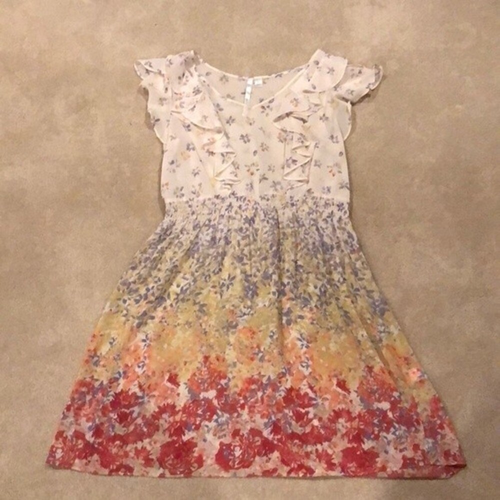 Lauren Conrad Sheer Pastel Floral Dress Size 8